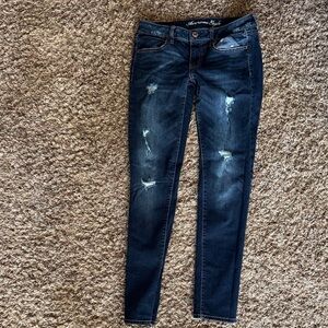 American Eagle Outfitters Dark Blue Distressed Skinny Jeans